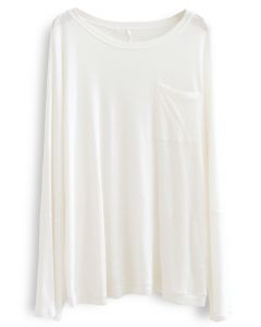 Long Sleeve Oversize T-Shirt in White