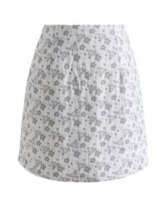 Floret Jacquard Mini Bud Skirt in Grey