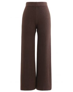 Double Braids Knit Straight Leg Pants in Brown