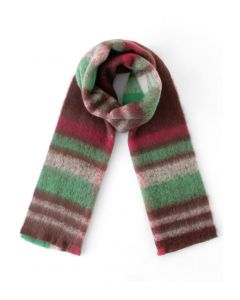 Check Print Fuzzy Oversize Scarf in Berry