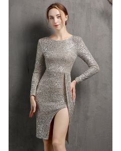 Sparkle Sequin Tie Back Cocktail Dress in Silver