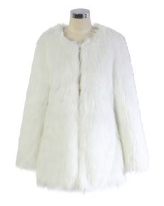 Chicwish Glam White Faux Fur Coat