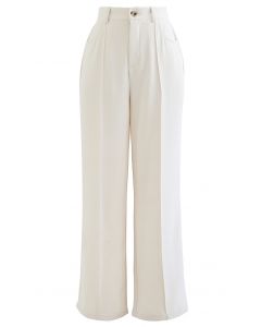Breezy Solid Color Casual Pants in Ivory