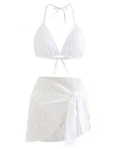 Triangle Bikini Set with Sarong Cover Up