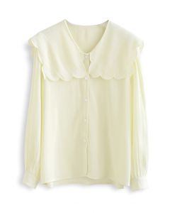 Scalloped Doll Collar Buttoned Shirt in Light Yellow
