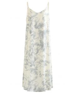 Inky Sketch Eagle Print Cami Dress in Light Yellow