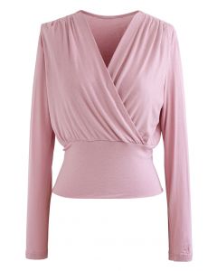 Ultra-Soft Cotton Wrap Top in Pink