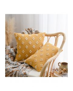 Yellow Woven Tufted Cushion Cover