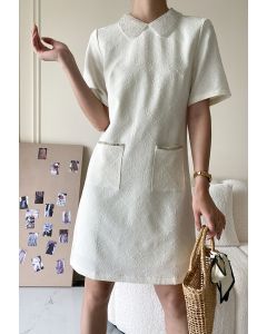 Delicate Embossed Texture Collared Dress
