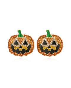 Pumpkin Face Diamond Decor Earrings