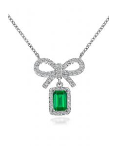 Emerald Cut Bowknot Diamond Necklace