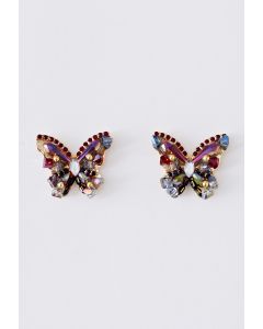Colored Crystal Diamond Butterfly Earrings