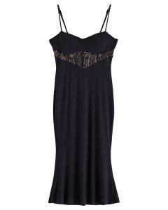 Embossed Texture Lace Mermaid Cami Dress
