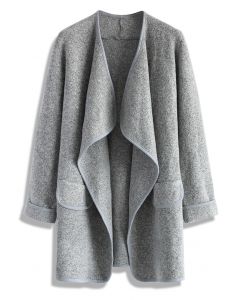 Just Knitted Open Coat in Grey