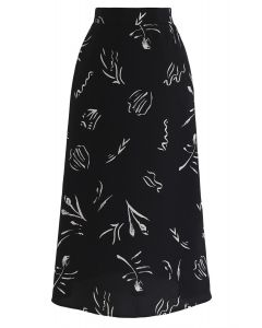 Never Too Late A-Line Chiffon Skirt in Black