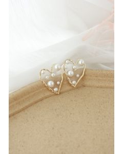 Pearl Trimmed Heart Earrings