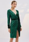 Dazzling Sequins Velvet Cocktail Dress in Emerald