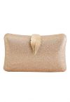 Solid Textured Leaf Clutch in Champagne