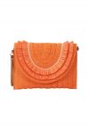 Raffia Solid Color Envelope Bag in Orange