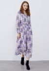 Delicate Floral Shirred Maxi Dress in Lilac