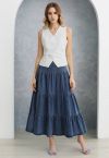 Casual Chic Blue Denim Maxi Skirt