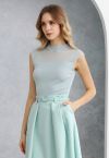 Mock Neck Sleeveless Slim Fit Knit Top in Mint