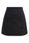 Little Bows Adorned Mini Skirt in Black
