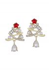 Red Star Hollow Out Tree Earrings