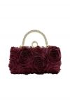 Opulent Rose Rhinestone Handle Clutch in Burgundy