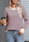 Colorful Stripes Rolled Neckline Knit Sweater