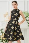 Exquisite Butterfly Jacquard Sleeveless Dress