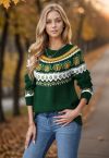 Pumpkin Delight Long Sleeves Knit Sweater in Green