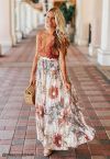 Red Floral Blossom Maxi Skirt 
