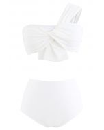 Sweet Knot One-Shoulder Bikini Set in White
