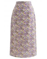 Ditsy Floral Chiffon Pencil Skirt in Purple