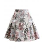 In Bloom Jacquard Flare Mini Skirt in Sand