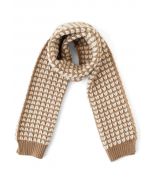 Heart Jacquard Knit Scarf in Camel