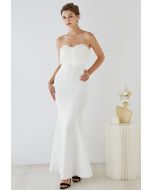 Bowknot Strapless Mermaid Gown in White