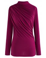 Ruched Long Sleeves Top in Berry