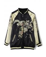Oriental Embroidered Two Tone Bomber Jacket