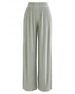 High-Waisted Ribbed Pants in Olive