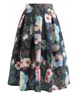 Gorgeous Garden Shimmery Pleated Midi Skirt