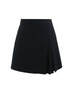 Spliced Pleated Mini Skirt in Black