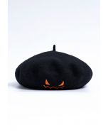 Wicked Pumpkin Beret Hat in Black