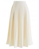 Double Pleated Midi Skirt in Cream