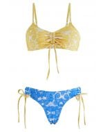 Paisley Pattern Color Block Bikini Set