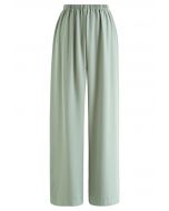 Smooth Satin Pull-On Pants in Pea Green