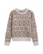 Retro Fair Isle Contrast Jacquard Knit Sweater