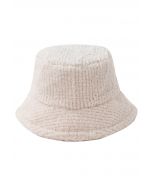 Solid Color Fuzzy Bucket Hat in Cream