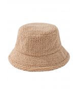 Solid Color Fuzzy Bucket Hat in Khaki